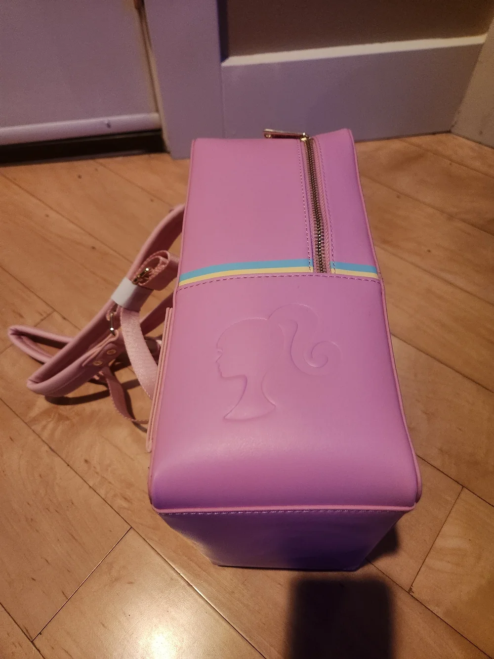 Loungefly Pink Barbie Display-Style Backpack with Rainbow Trim